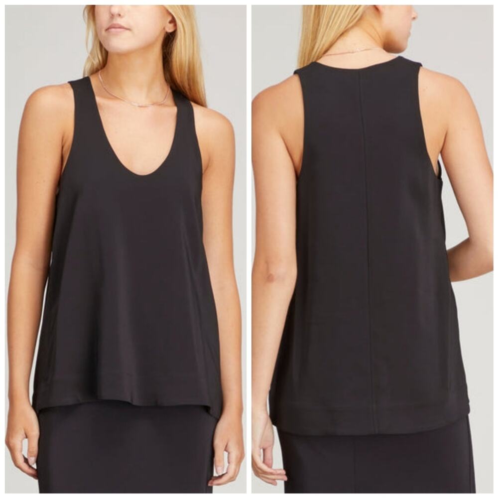 CO Black A-line Viscose Scoop Neck Tank Top